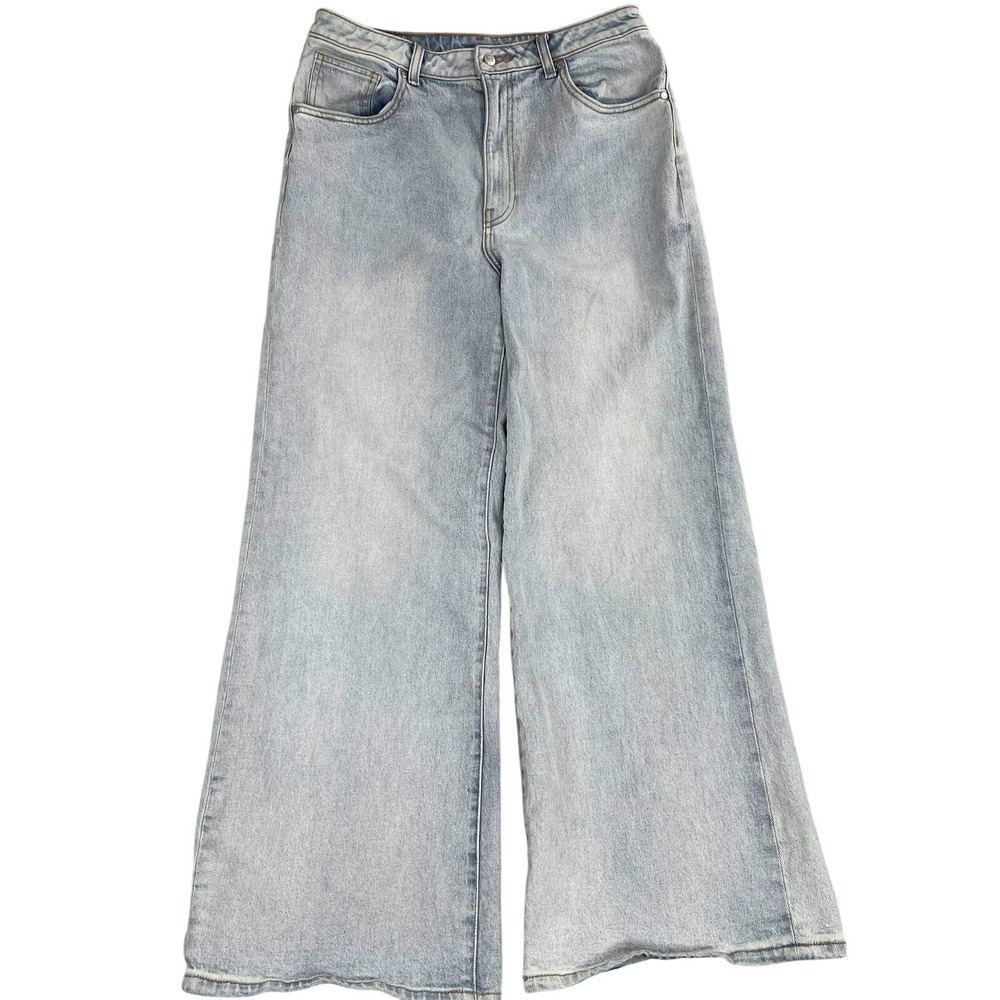 Baggy Pink Victorias Secret Wide Leg Jeans 12 Light Wash Blue Womens Denim